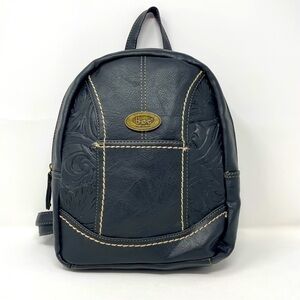Born Concept black embossed mini backpack with adjustable straps.